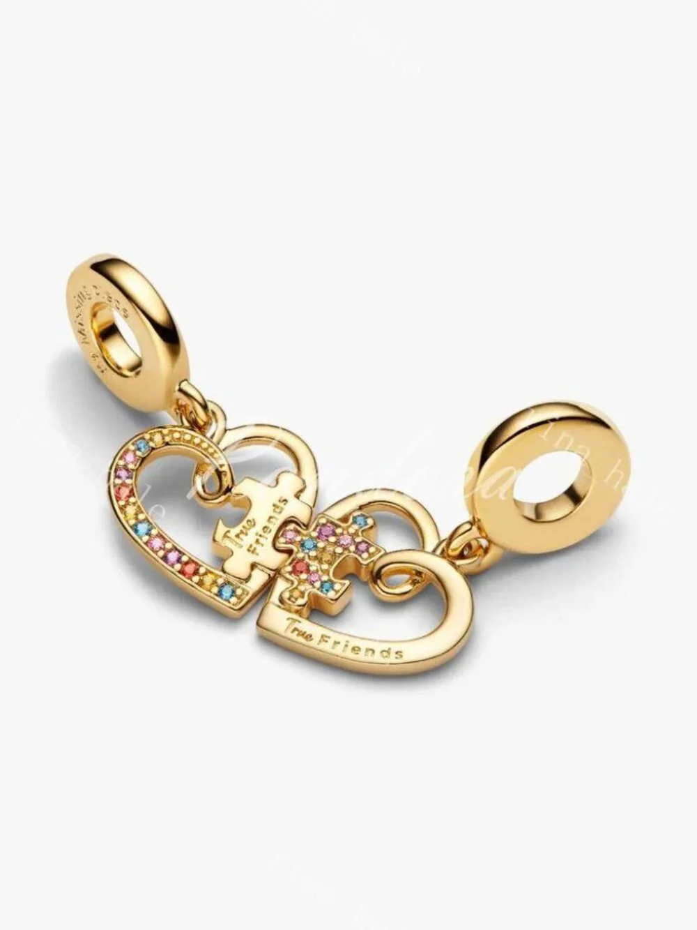 Pandora Splittable Puzzle Piece Hearts Dangle Charm